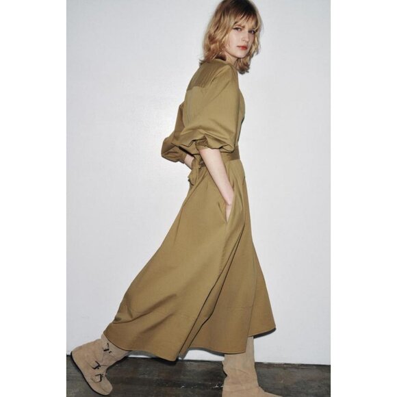 ZARA ZW COLLECTION BELTED SHIRT DRESS - Picture 6 of 9